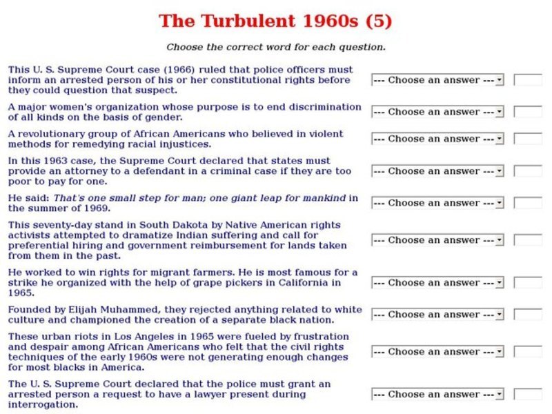 The Turbulent 1960s (5) Interactive