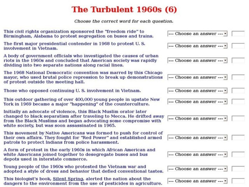The Turbulent 1960s (6) Interactive