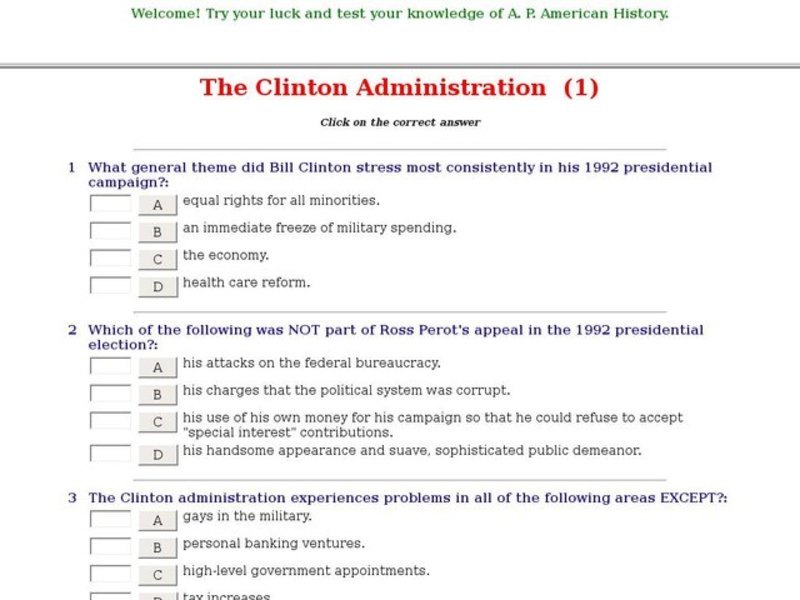 The Clinton Administration  (1) Interactive