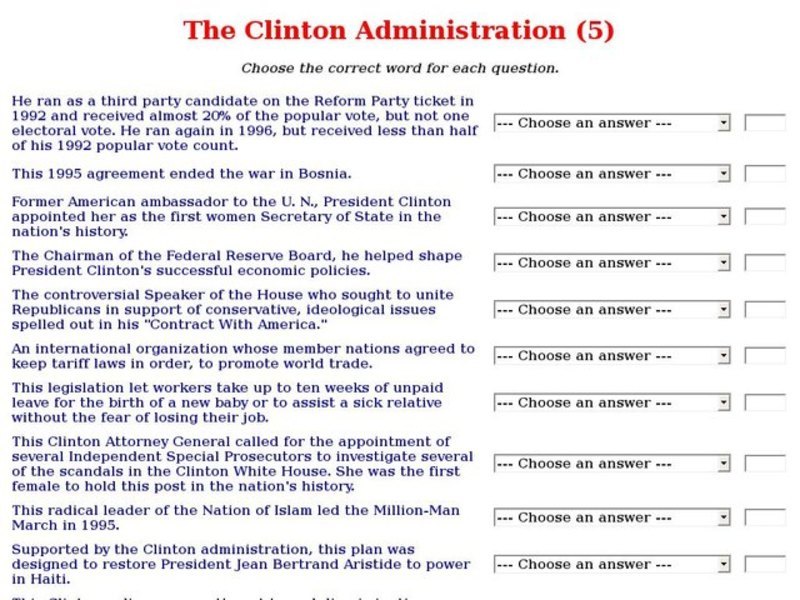 The Clinton Administration (5) Interactive