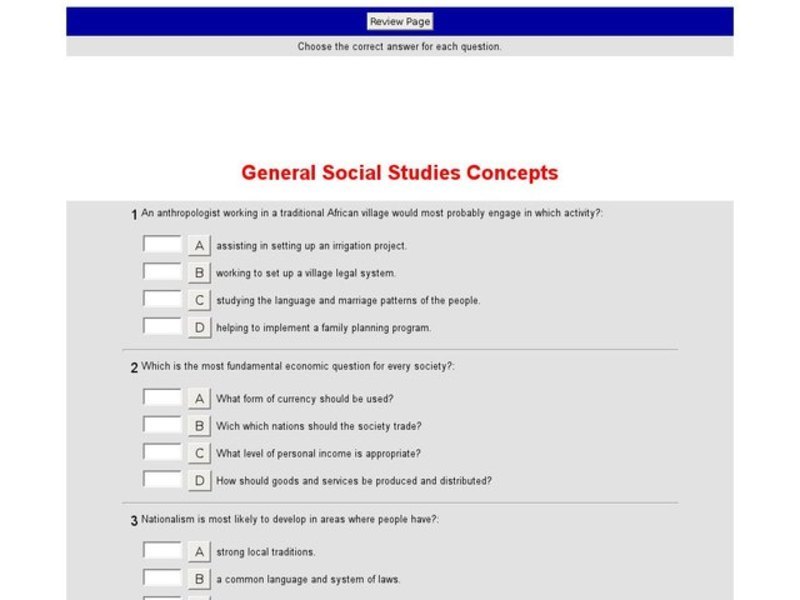 General Social Studies Concepts Interactive