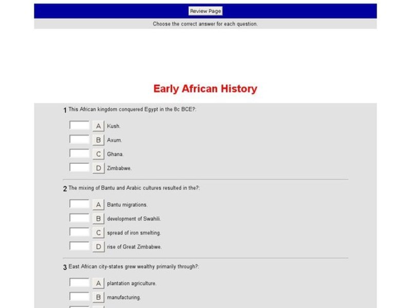 Early African History Interactive