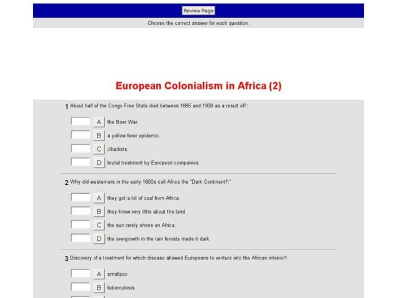 European Colonialism in Africa (2) Interactive