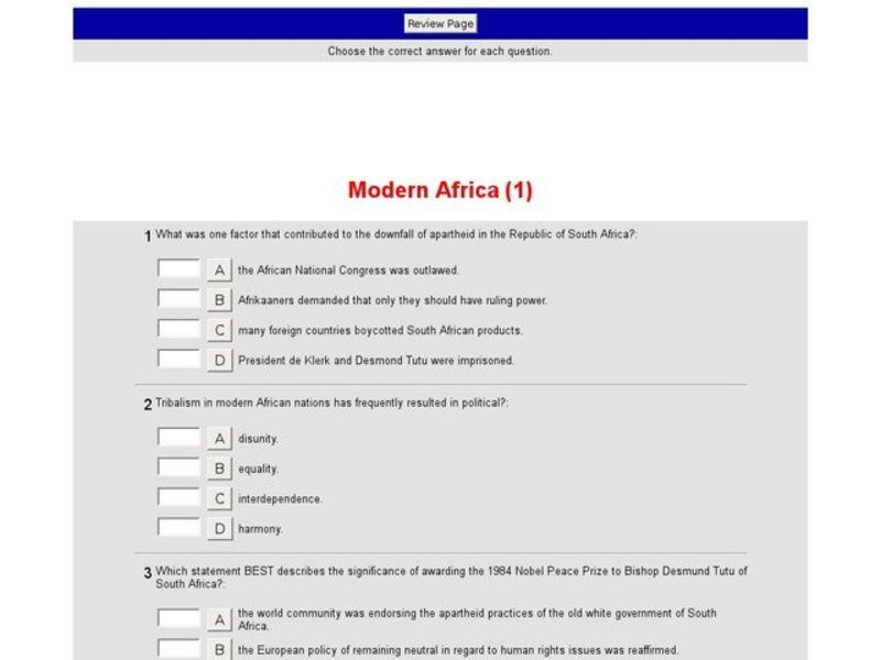 Modern Africa (1) Interactive