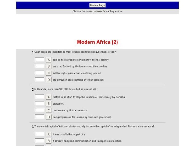 Modern Africa (2) Interactive