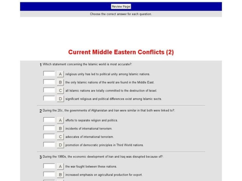 Current Middle Eastern Conflicts (2) Interactive
