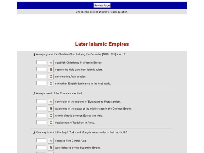 Later Islamic Empires Interactive