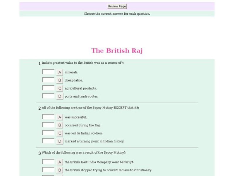 The British Raj Interactive