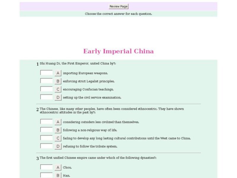 Early Imperial China Interactive