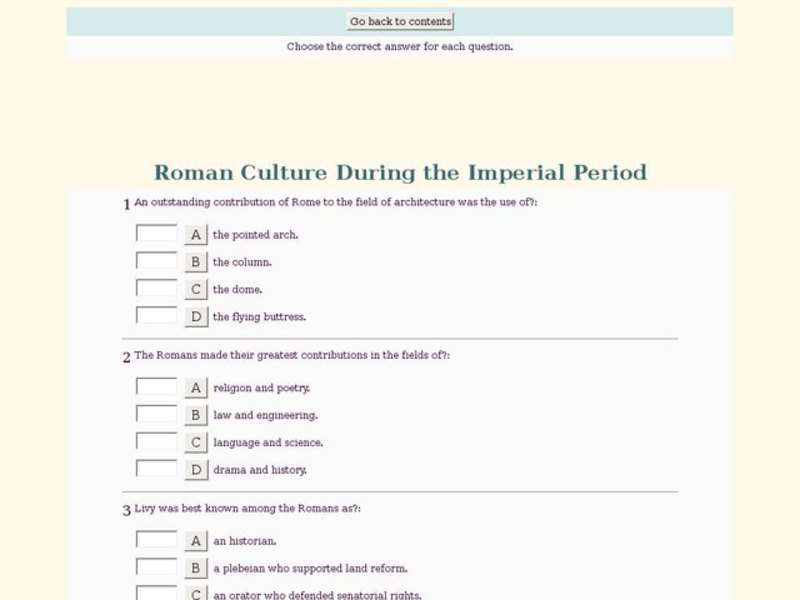 Roman Culture During the Imperial Period Interactive