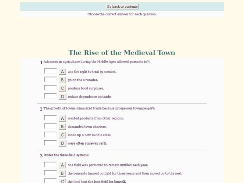 The Rise of the Medieval Town Interactive