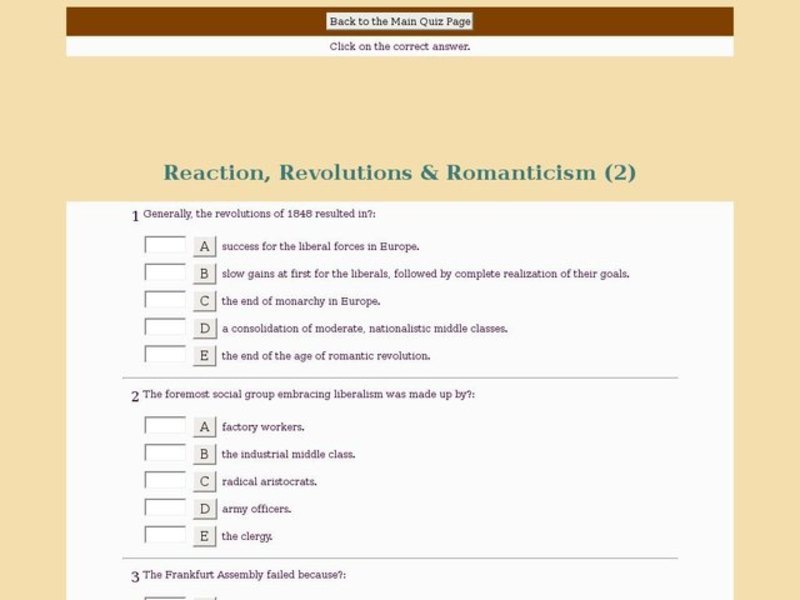 Reaction, Revolutions & Romanticism (2) Interactive