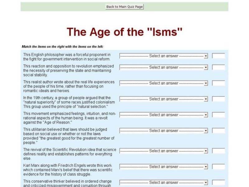 The Age of the "Isms" Interactive