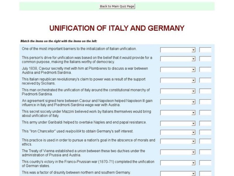 Unification of Italy and Germany Interactive