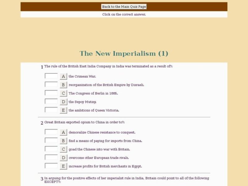 The New Imperialism (1) Interactive