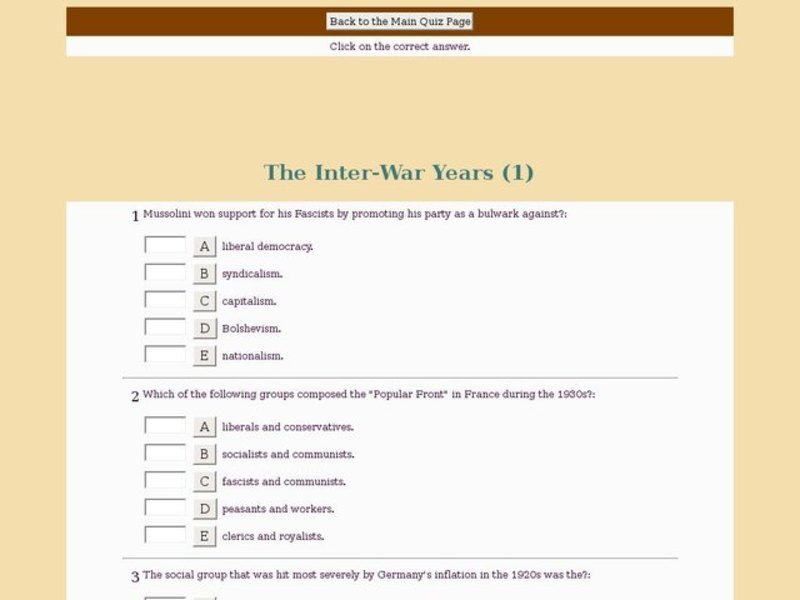 The Inter-War Years (1) Interactive