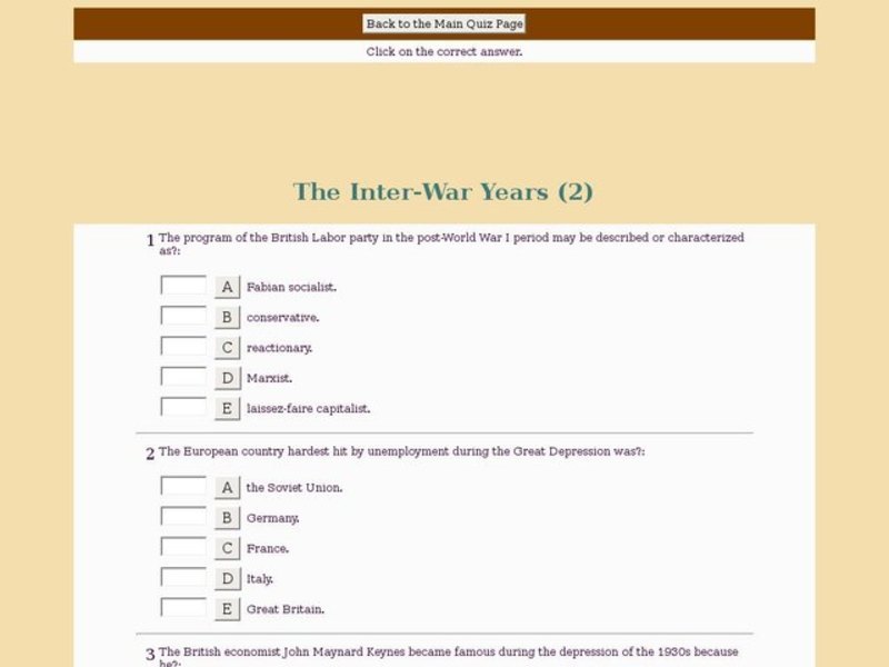The Inter-War Years (2) Interactive