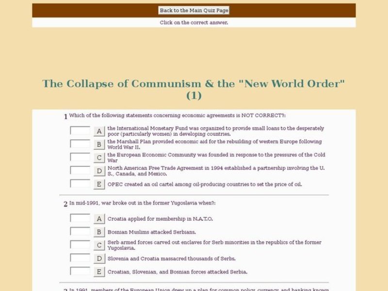 The Collapse of Communism & the "New World Order" (1) Interactive