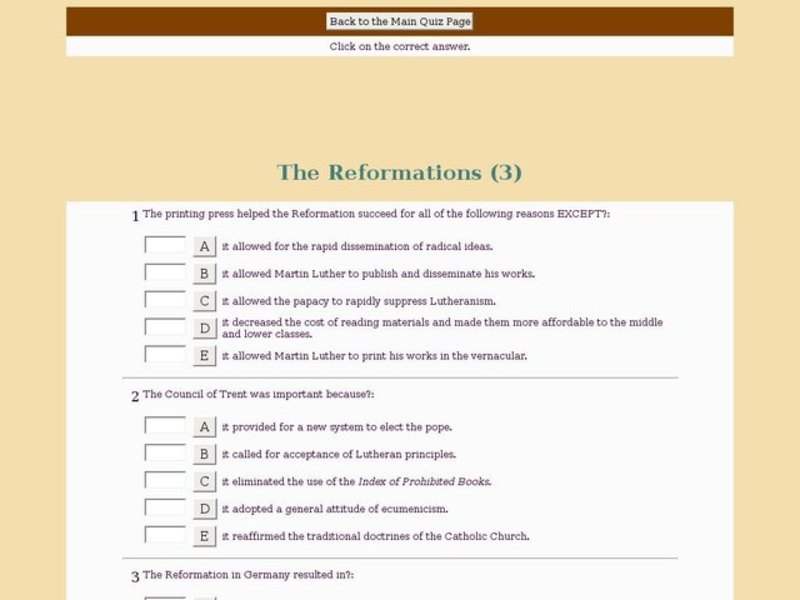 The Reformations (3) Interactive