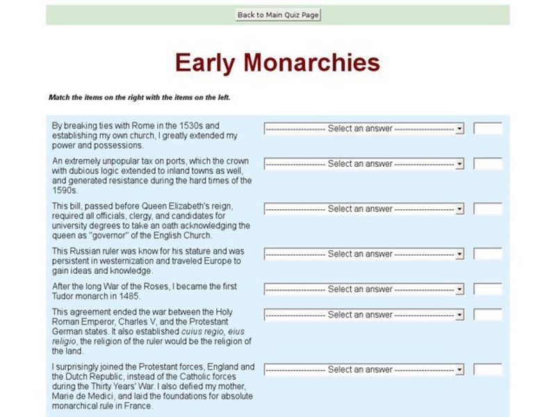 Early Monarchies Interactive
