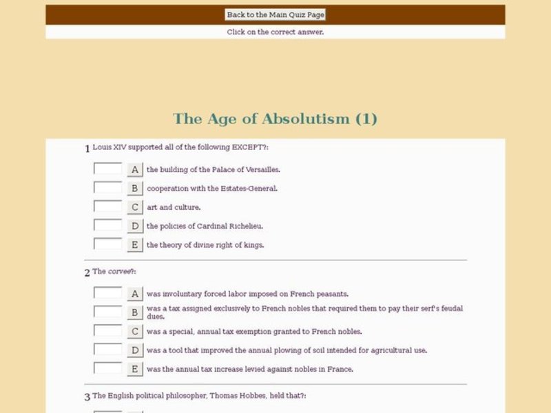 The Age of Absolutism Interactive