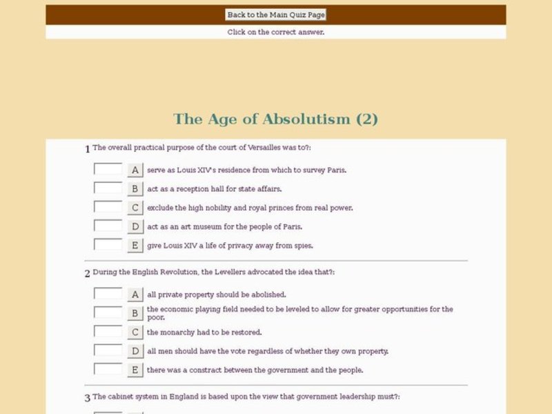 The Age of Absolutism (2) Interactive