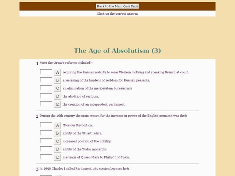 The Age of Absolutism (3) Interactive