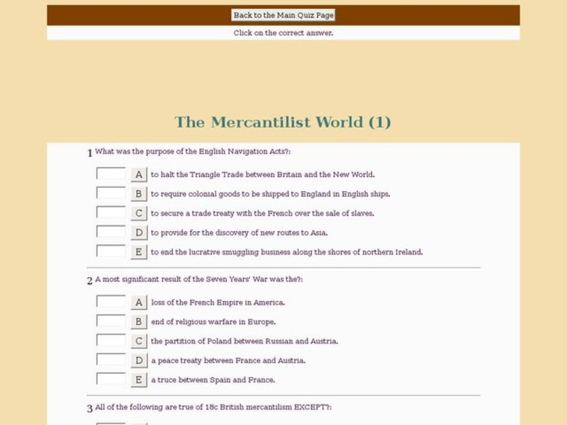 The Mercantilist World (1) Interactive