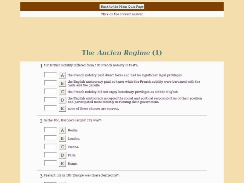 The Ancien Regime Interactive