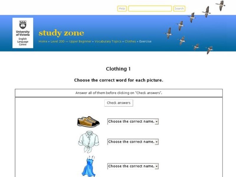 ESL: Clothing Vocabulary Interactive
