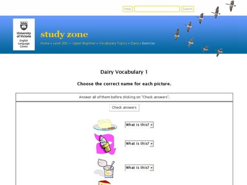Dairy Vocabulary Interactive