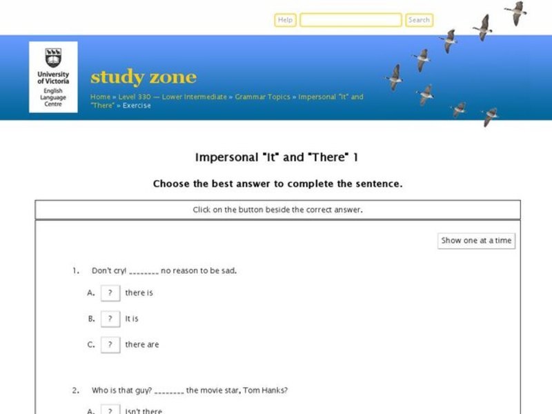 ESL: Impersonal "It" and "There" Interactive