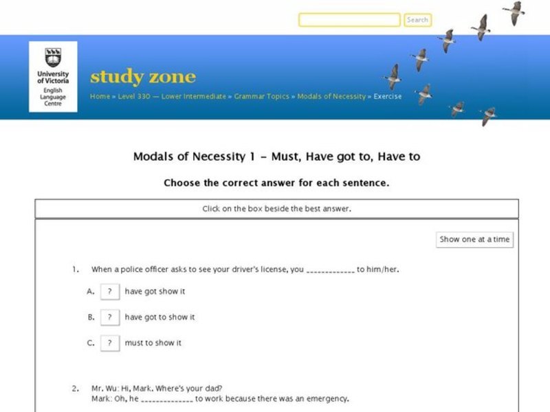 Modals of Necessity 1 - Must, Have got to, Have to Interactive