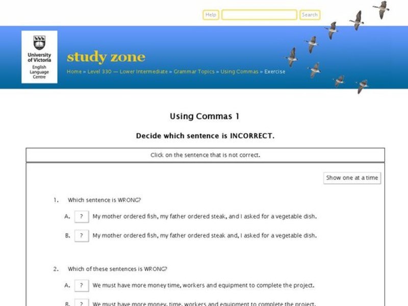 Using Commas 1 Interactive