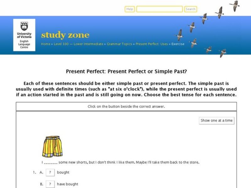 Present Perfect: Present Perfect or Simple Past? Interactive
