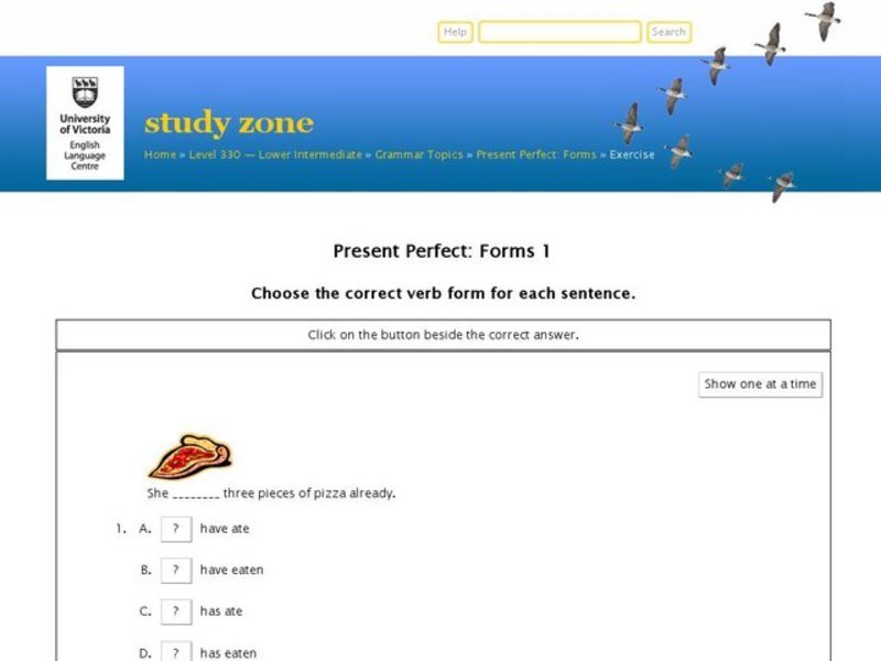 Present Perfect: Forms 1 Interactive