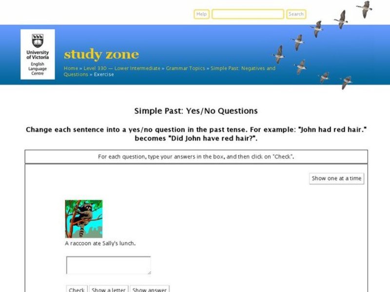 Simple Past: Yes/No Questions Interactive