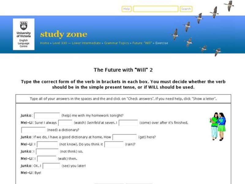 ESL: The Future with "Will": Verb Tense Interactive