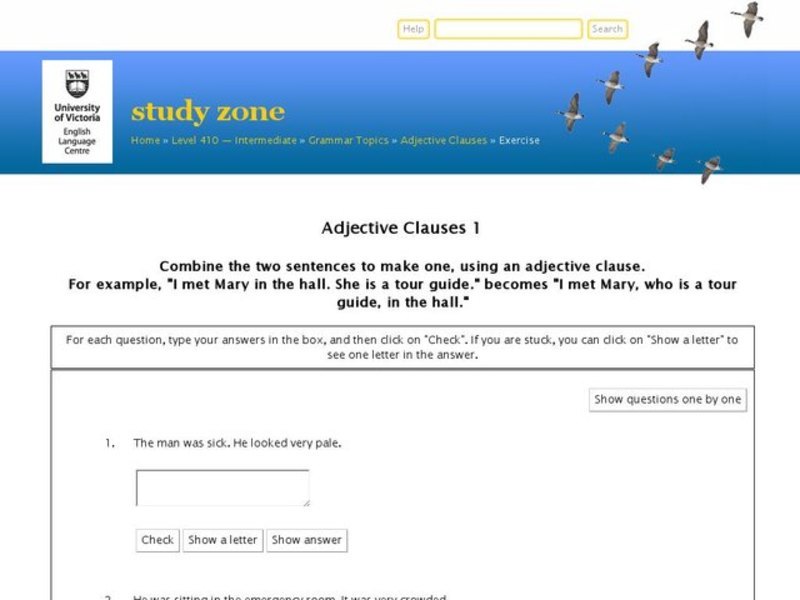 Grammar Exercise:  Adjective Clauses Interactive