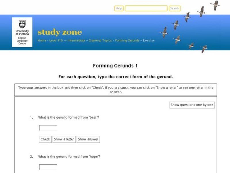 Forming Gerunds Interactive