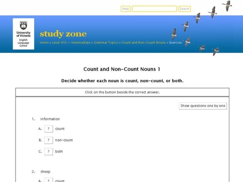Quiz: Count or Non-Count Interactive