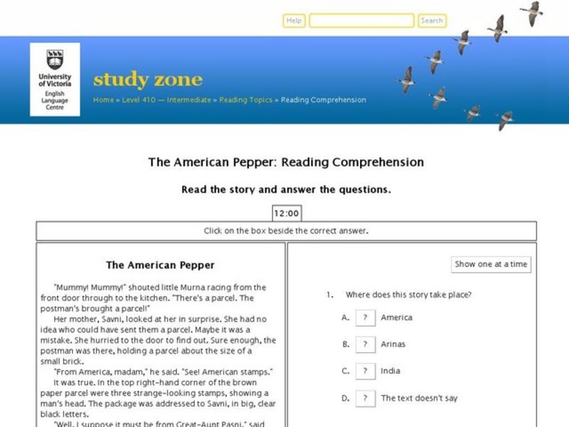 The American Pepper:  Reading Comprehension Interactive