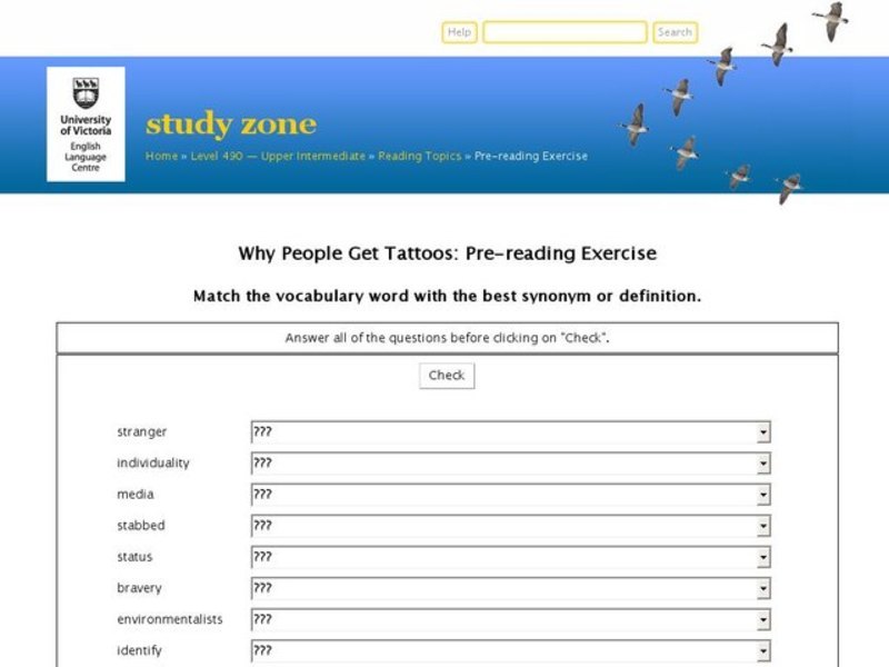 Why People Get Tattoos: Pre-Reading Exercise Interactive