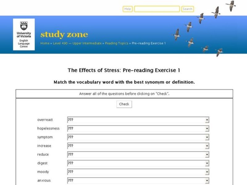 The Effects of Stress: Pre-Reading Exercise Interactive