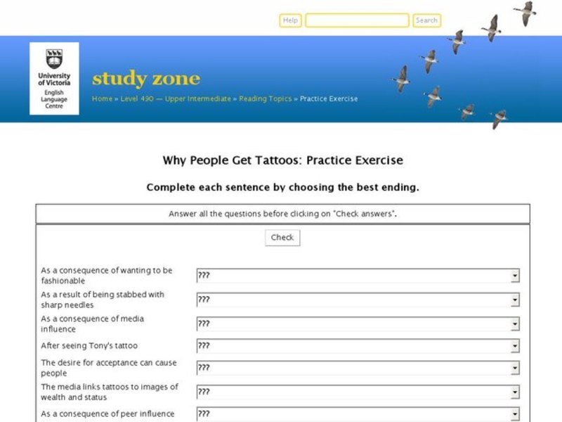 Why People Get Tattoos:  Practice Exercise Interactive