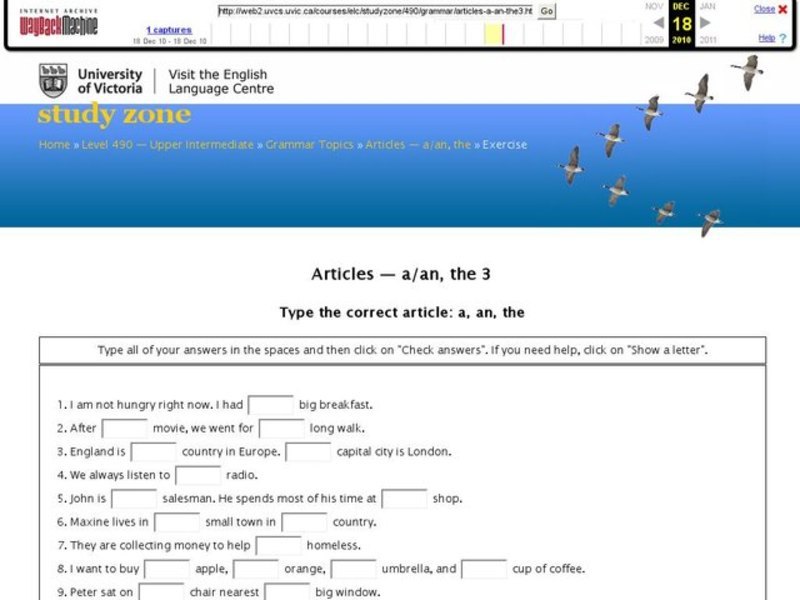 Articles:  A/An, The Interactive