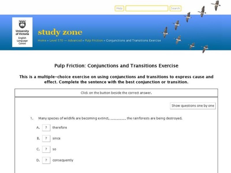 Using Conjunctions and Transitions to Express Cause and Effect Interactive