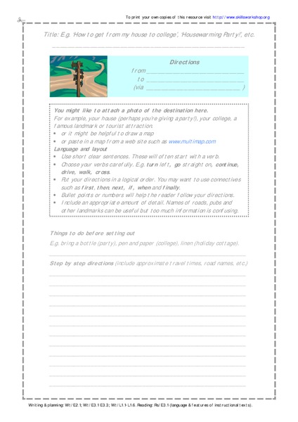 Directions Worksheet