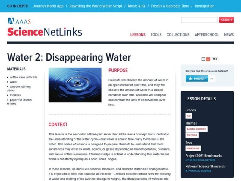 Disappearing Water Lesson Plan