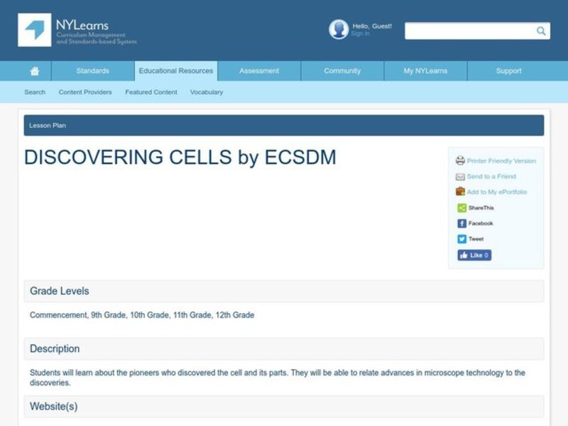 Discovering Cells Lesson Plan